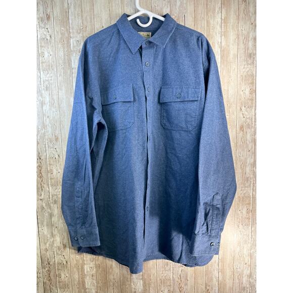 LL Bean Flannel Shirt Mens XLT Navy Blue Heavy Chamois Collared Button Up 0 MT04 - Picture 1 of 10